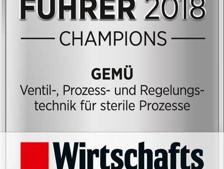 GEMÜ zum dritten Mal in Folge als "Weltmarktführer 2018" ausgezeichnet