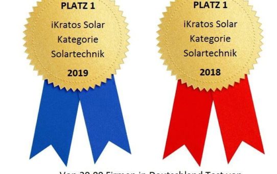 iKratos erneut "Deutschlands Beste" in der Kategorie Solartechnik