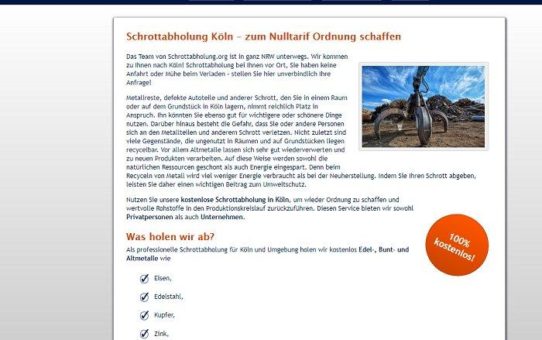 Schnell unser kostenloses und unkompliziertes Schrottabholung Köln