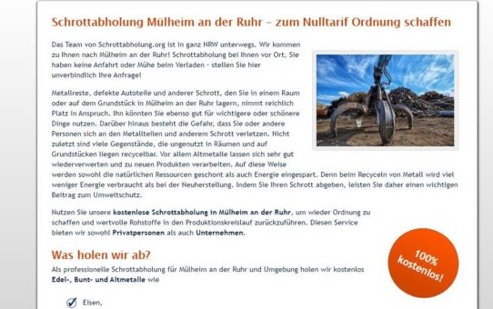 Die Schrottabholung Mülheim an der Ruhr macht es Ihnen leicht, Ihr Altmetall loszuwerden