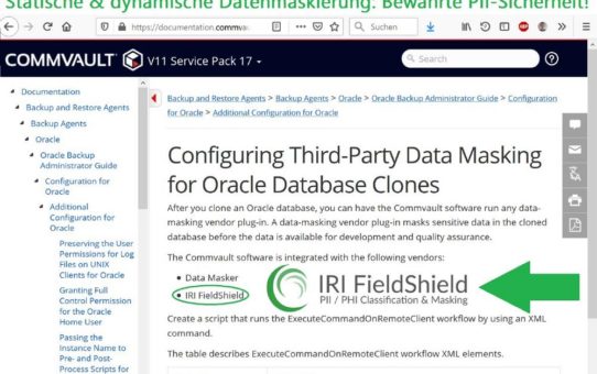 ☑️ Oracle Datenbank via Commvault erst klonen ➕ via Plug-In dann sensible Daten direkt maskieren ❗