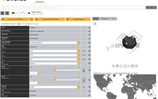 Schnellere Konstruktionen im Maschinenbau dank neuem uversa CAD Produktkatalog powered by CADENAS