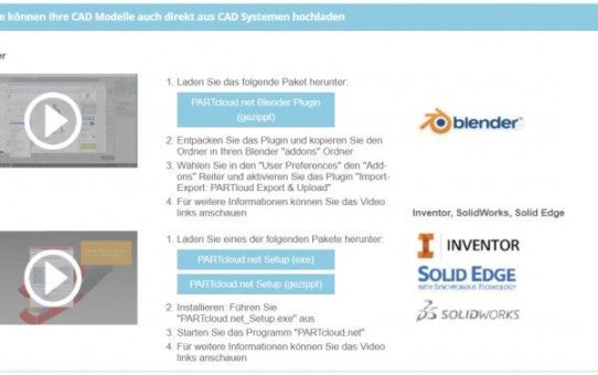 Kostenloses Plugin für die 3D Grafiksoftware Blender erleichtert Export und Upload von 3D Modellen in PARTcloud.net