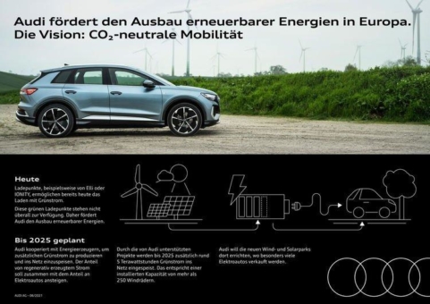 Kooperation mit Energieversorgern: Audi fördert den Ausbau erneuerbarer Energien für mehr grünen Ladestrom in Europa