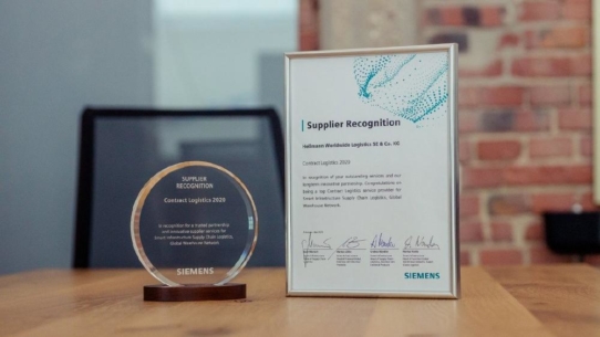 Hellmann wurde mit der "Siemens Smart Infrastructure Supplier Recognition" ausgezeichnet