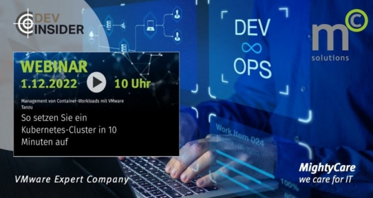 MightyCare zeigt im Live-Webinar mit Dev-Insider die Vorteile von VMware Tanzu für den Einstieg in Kubernetes