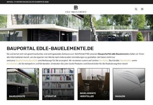 Bauportal Edle-Bauelemente.de nach Relaunch im neuen Design