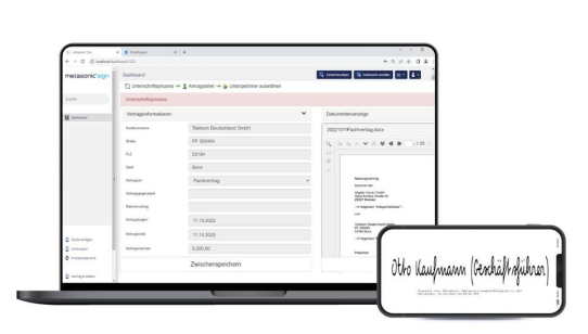 Sichere elektronische Signaturen mit metasonic® sign