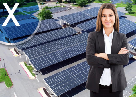 Energetischer Neubau oder energieeffiziente Sanierung: Solar Parkplatz Überdachung für Mitarbeiter Parkplätze