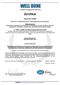 Aquarray erreicht die Zertifizierung nach ISO 9001