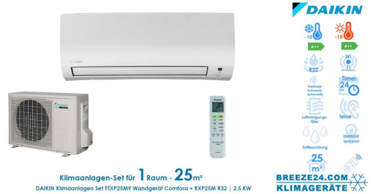 Klimaanlagen - Set von Daikin für 1 Zimmer mit bis zu 25 M²