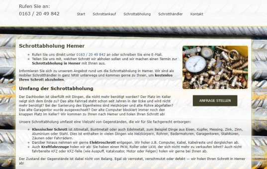 Die Schrottabholung Hemer nimmt Ihren Altmetallschrott mit