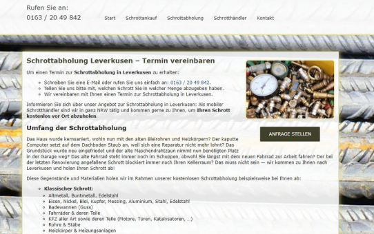 Schrottabholung in Leverkusen – Schrott ordnungsgemäß entsorgen