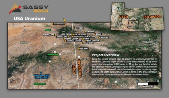 Sassy erwirbt fortgeschrittene Urankonzessionsgebiete in Utah und Colorado