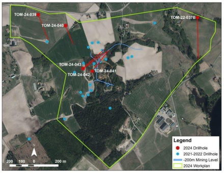 District durchschneidet starke sichtbare polymetallische Sulfidmineralisierung mit auf dem Konzessionsgebiet Tomtebo