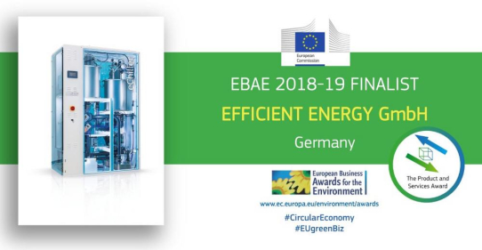 Efficient Energy ist als Finalist für den “European Business Awards for the Environment” (EBAE) 2018/2019 nominiert