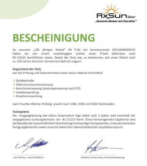 Run auf AxSun - Solarmodule aus Deutschland