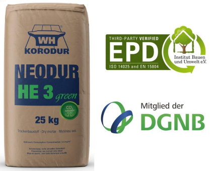 Weltweit erstes Hartstoff-Einstreumaterial mit Produkt-EPD:  NEODUR HE 3 green von Korodur