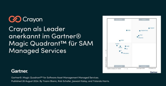 Crayon erneut als Leader im Gartner® Magic Quadrant™ 2024 für Software Asset Management Managed Services ausgezeichnet