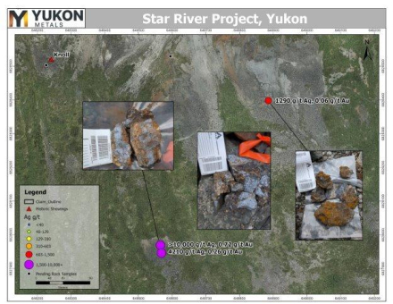 Yukon Metals entnimmt Probe mit über 10.000 g/t Silber, mehrere Proben mit über 1.500 g/t Silber und bis zu 6,9 g/t Gold bei Star River