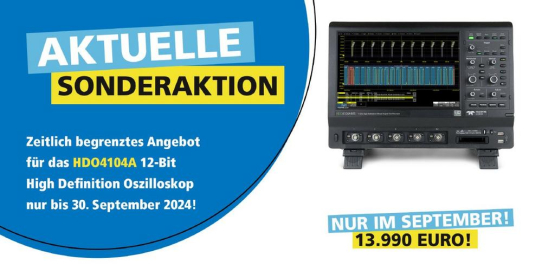 Nur bis 30.09.2024:  50% auf HDO4104A 12-Bit High Definition Oszilloskop-Modell sichern!