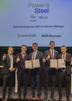 SMS group und Saarstahl, Teil der SHS - Stahl-Holding-Saar, arbeiten gemeinsam an der Erreichung der CO2-Neutralität mit einem modernen, leistungsstarken Elektrostahlwerk