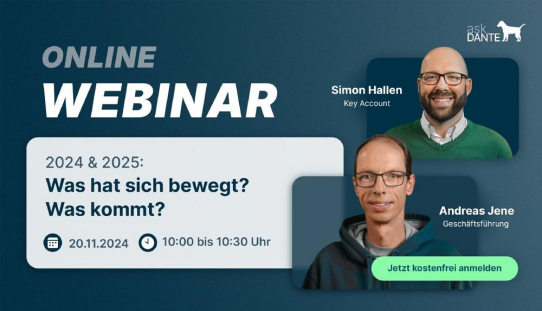 Digitale Zeiterfassung askDANTE lädt zum nächsten Online-Webinar ein