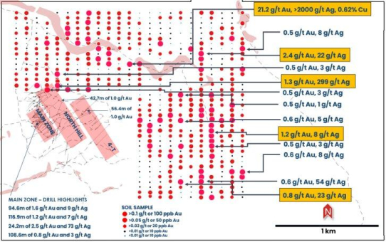 Tocvan umreißt hochgradige Erweiterungsziele durch Bodenproben bei Gran Pilar - Bodenproben liefern bis zu 21,2 g/t Gold und >2.000 g/t Silber