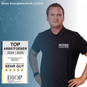 Rose Energietechnik GmbH wird mit dem Arbeitgebersiegel „TOP ARBEITGEBER (DIQP)“ ausgezeichnet