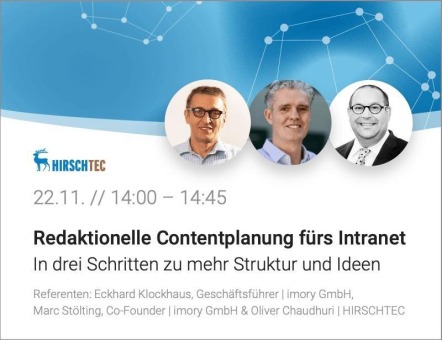 Redaktionelle Contentplanung fürs Intranet: In drei Schritten zu mehr Struktur und Ideen (Webinar | Online)