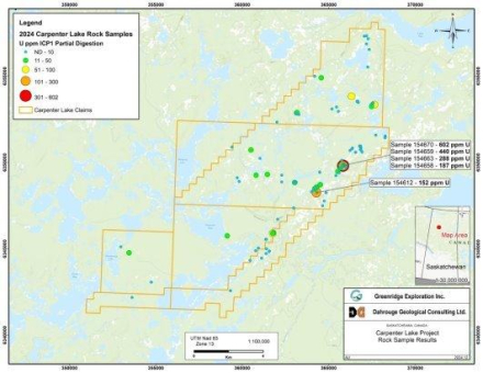 Greenridge Exploration gibt die Ergebnisse seines Explorationsprogramms 2024 in seinem Uranprojekt Carpenter Lake im Athabasca-Becken bekannt