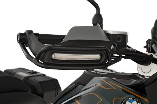 Die Wunderlich ULTIMATE Blinker- und Griffschutzbügel schützen die originalen LED-Blinker, die in die Griffprotektoren der BMW R 1300 GS und der GS Adventure integriert sind