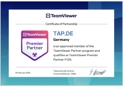 TAP.DE ist TeamViewer Premier Partner 2025